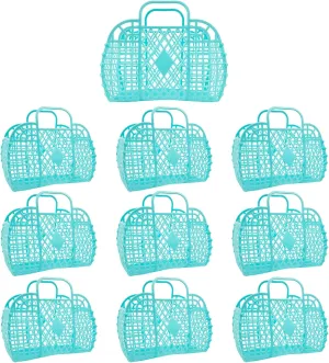 10 PCS Jelly Purse Jelly Basket Beach Bags, Reusable Plastic Jelly Beach Bag Beach Tote Gift Basket