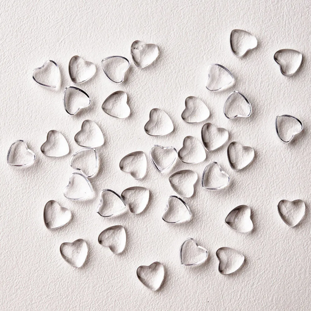 100pcs 3D Transparent Heart Charms for Nail Art Decoration