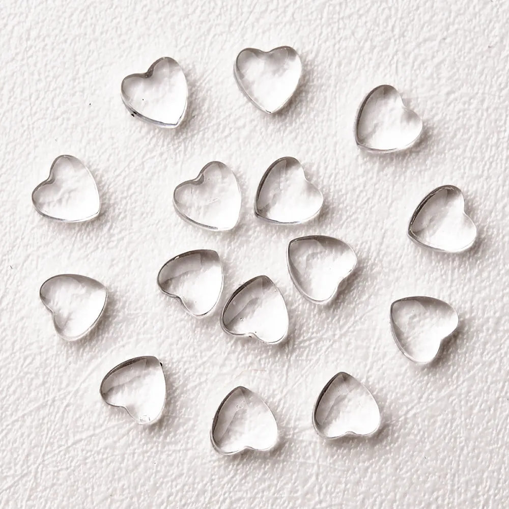 100pcs 3D Transparent Heart Charms for Nail Art Decoration