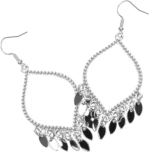 1Pair Minimalist Metallic Teardrop Dangle Earrings Unique Ethnic Style Drop Earrings for Women Cool Lightweight Chandelier Earrings