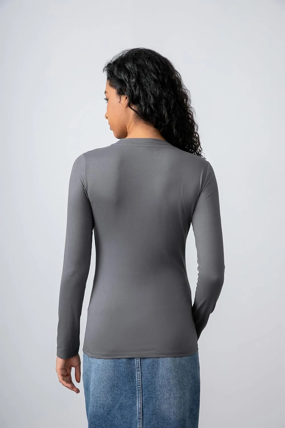 2 Pack Women's Long Sleeve Basic T-Shirts Fall Slim Fit Tops Round Neck Fashion T-Shirts