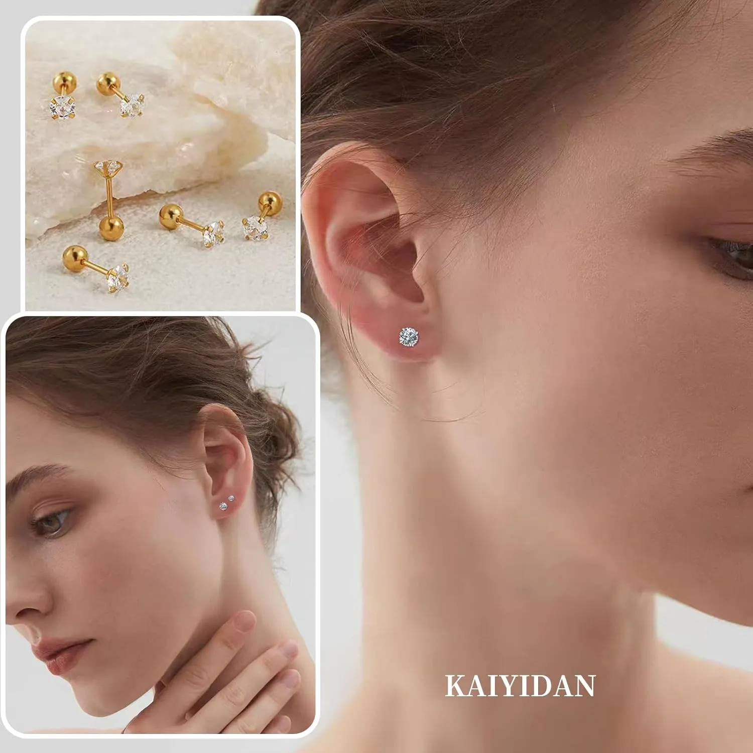 2 Pairs Gold/Silver Hoop Earrings For Women Men Set Trendy,18K Gold Plated Big/Large/Small/thin/Thick/ Chunky Zircon Huggie Hoop Earings,Western Turquoise Gemstone Dangle Hoops,Oval Twisted Statement CZ Geometric Drop Hoops,Fashion Jewelry Gift.