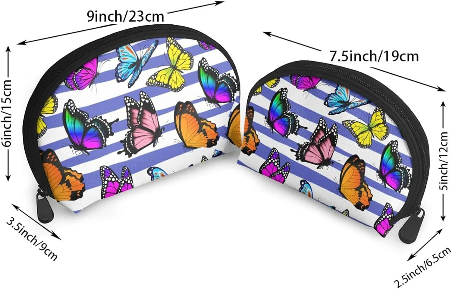 2 PCS Waterproof Travel Makeup Bag Portable Cosmetic Pouch Organizer for Women Butterfly