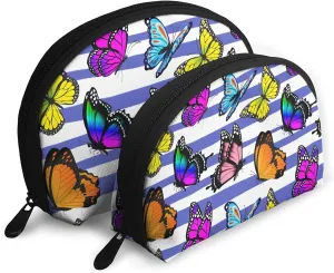 2 PCS Waterproof Travel Makeup Bag Portable Cosmetic Pouch Organizer for Women Butterfly