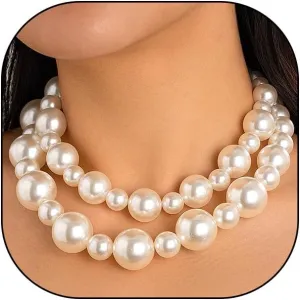 2Pcs Large Pearl Necklaces for Women Layered Chunky Pearl Choker Necklaces Set Exaggerated Big Statement Necklaces Trendy Jewelry Accessory Gifts