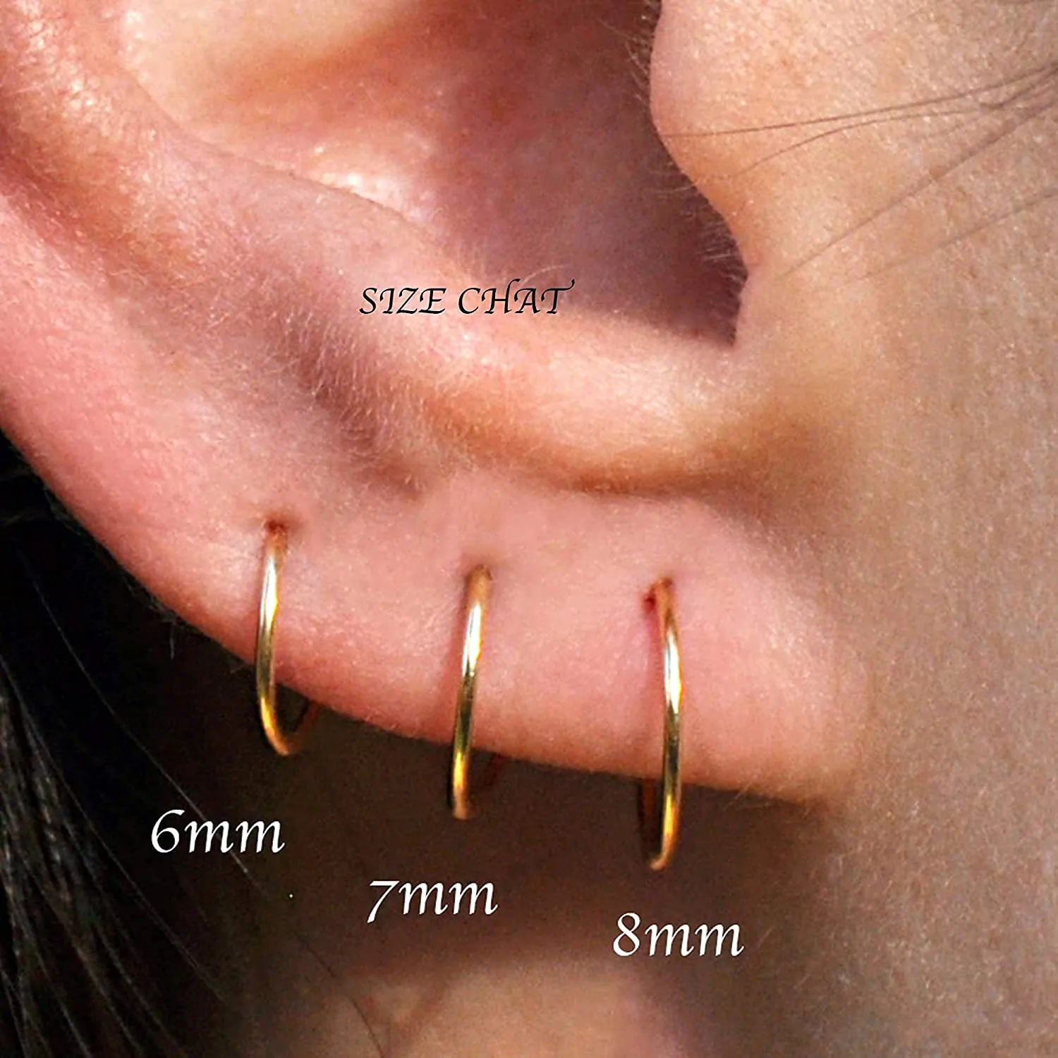 3 Pairs Set Gold, Sterling Silver Tiny Hoop Earrings for Women Cartilage Nose Septum Helix Tragus Rings Multiple Piercing Jewelry, Hypoallergenic (7-8-9mm Set of 3 Pairs | 22 GA, Silver 935)