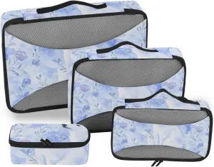 4 Pcs set organizer bags for Mesh Travel Essentials Cute Polar Bear Blue expandable packing cubes for diaper