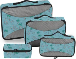 4 Pcs Travel Packing Cubes for Suitcases Cute Pink Flamingos Travel Packing Cubes Visible Luggage Cubes Organizers Suitcase Organizer Bags Set