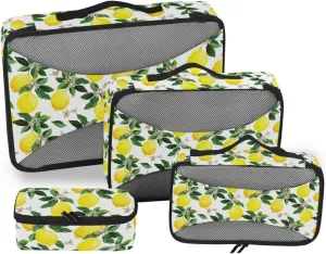 4 Pcs Travel Packing Cubes for Suitcases Lemon Travel Packing Cubes Visible Luggage Cubes Organizers Suitcase Organizer Bags Set