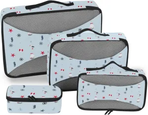 4 Pcs Travel Packing Cubes for Suitcases Marine Style Travel Packing Cubes Visible Luggage Cubes Organizers Suitcase Organizer Bags Set