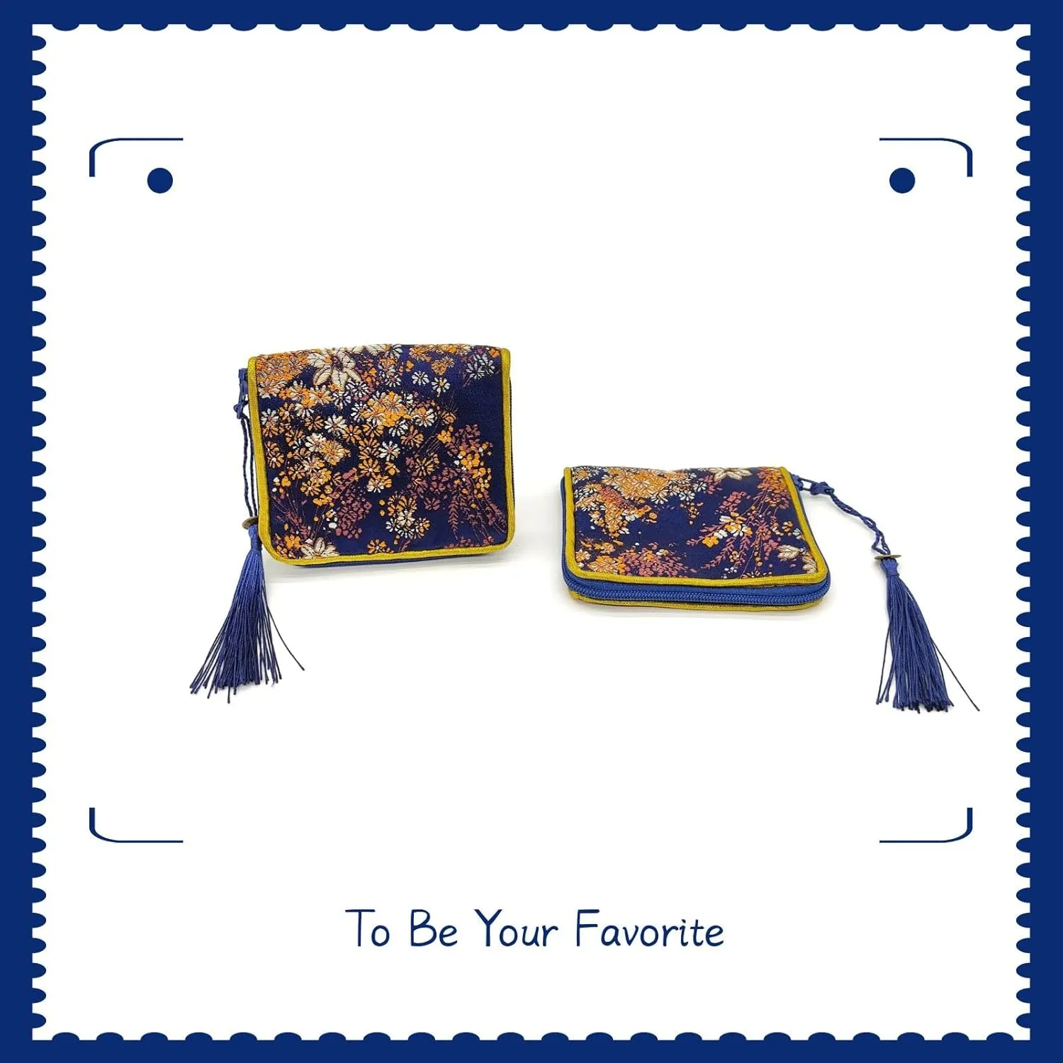 4pc Zipper Jewelry Pouches Brocade Cosmetic Bags Embroidered Coin Purses Wallets for Women