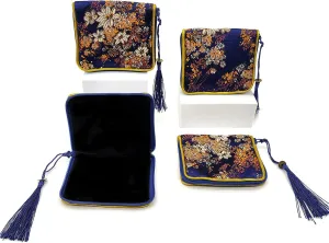 4pc Zipper Jewelry Pouches Brocade Cosmetic Bags Embroidered Coin Purses Wallets for Women
