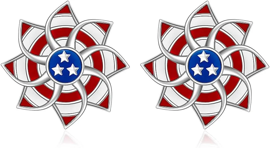 4th of July Earrings for Women Sterling Silver Red White and Blue American Flag Patriotic Fourth of July Stud Earrings USA Independence Day Gifts