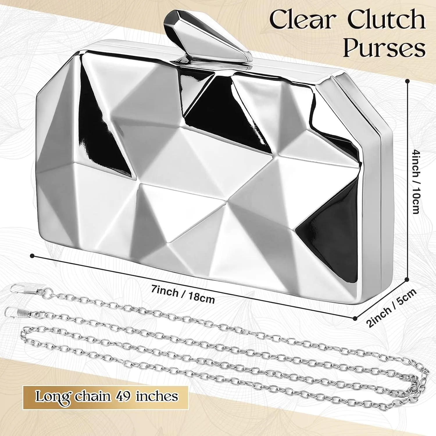 5 Pcs Clutch Purse for Women Evening Prom Purses Metallic Handbag for Wedding Banquet Retro Jewelry Set