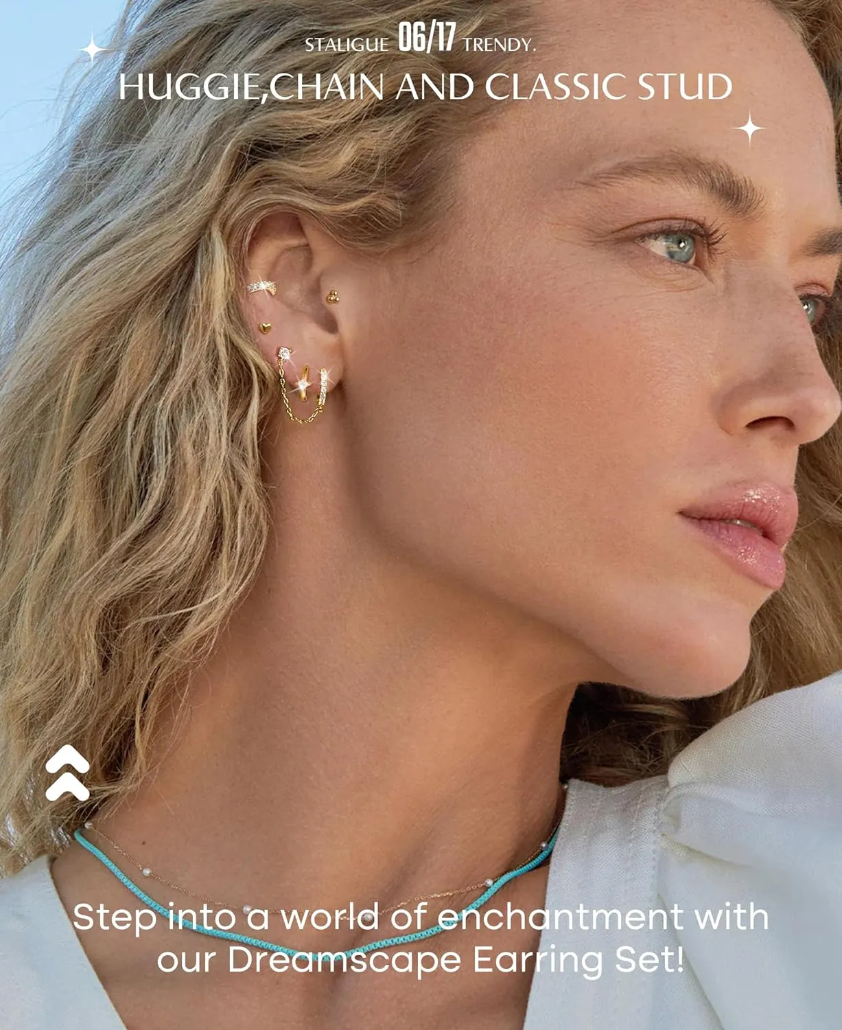 7 Pairs Gold Earrings Set for Women Trendy,Hypoallergenic Surgical Steel Flat Back Cartilage Earring Sets for Multiple Piercing,Lightweight Small Silver Gold Ear Cuff Huggie Hoop Stud Earrings Stacks