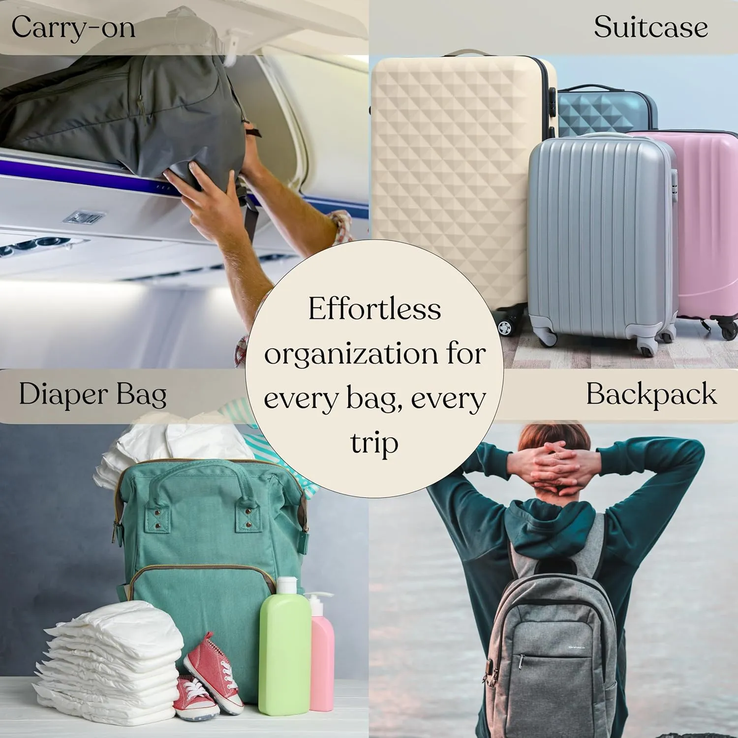 9 Piece Set Packing Cubes - Suitcase Organizer, Cute Packing Cubes, Travel Bag Organizer Luggage, Toiletry & Makeup Bag, Gifts for Women, Teachers and Gradutes-Gingham