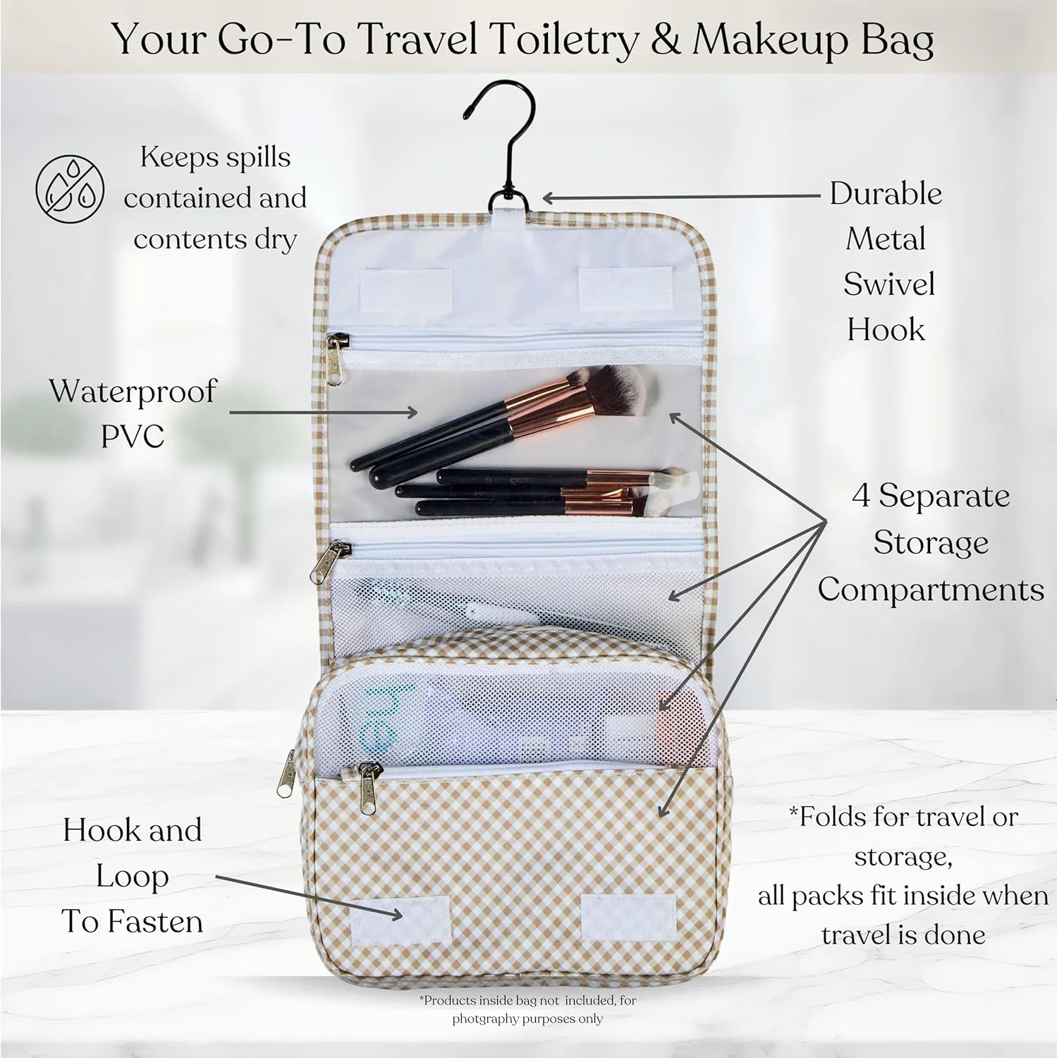 9 Piece Set Packing Cubes - Suitcase Organizer, Cute Packing Cubes, Travel Bag Organizer Luggage, Toiletry & Makeup Bag, Gifts for Women, Teachers and Gradutes-Gingham