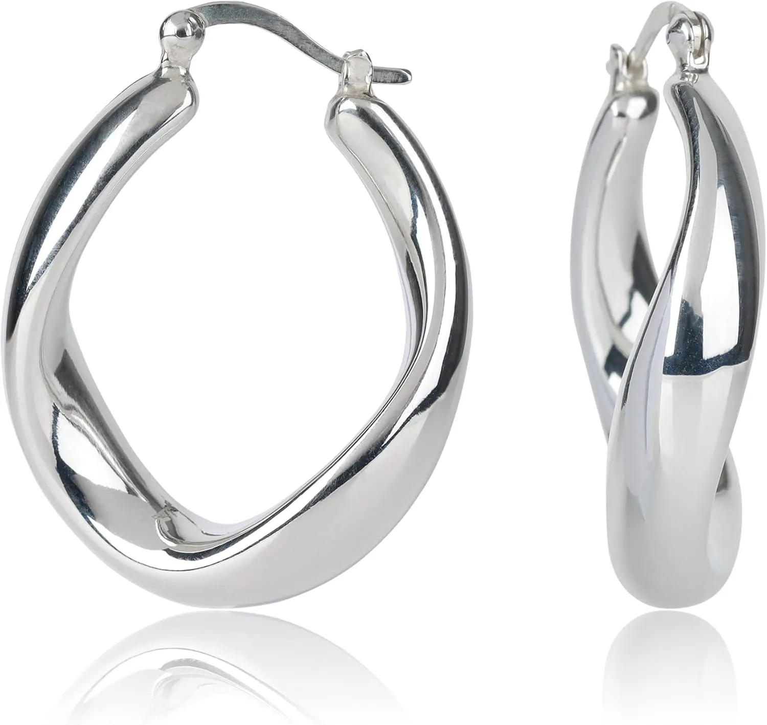 925 Sterling Silver Chunky Hoop Earrings for Women | Lightweight Hypoallergenic Hoop Earrings for Women with Click Tops | Anti Tarnish Silver Earrings Hoops in Various Styles by MAX   STONE
