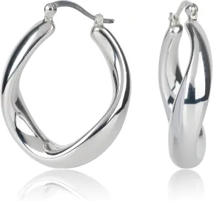 925 Sterling Silver Chunky Hoop Earrings for Women | Lightweight Hypoallergenic Hoop Earrings for Women with Click Tops | Anti Tarnish Silver Earrings Hoops in Various Styles by MAX   STONE