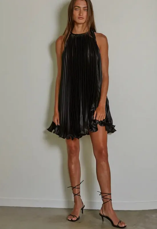 Accordion Pleated Dress - Black