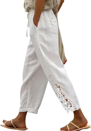 Acelitt Women Casual Lightweight Drawstring Elastic Waist Pants with Pockets, S-XXL