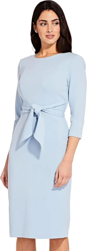 Adrianna Papell Women's Knit Crepe Tie Waist Sheath