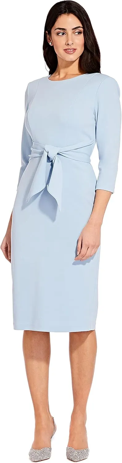 Adrianna Papell Women's Knit Crepe Tie Waist Sheath