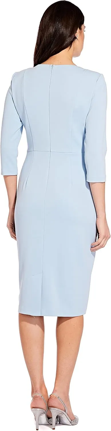 Adrianna Papell Women's Knit Crepe Tie Waist Sheath