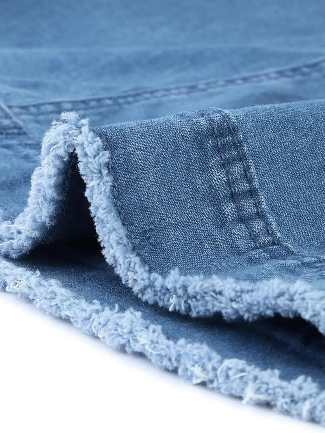 Agnes Orinda Plus Size Denim Jackets for Women Frayed Hem Classic Washed Jean Jacket