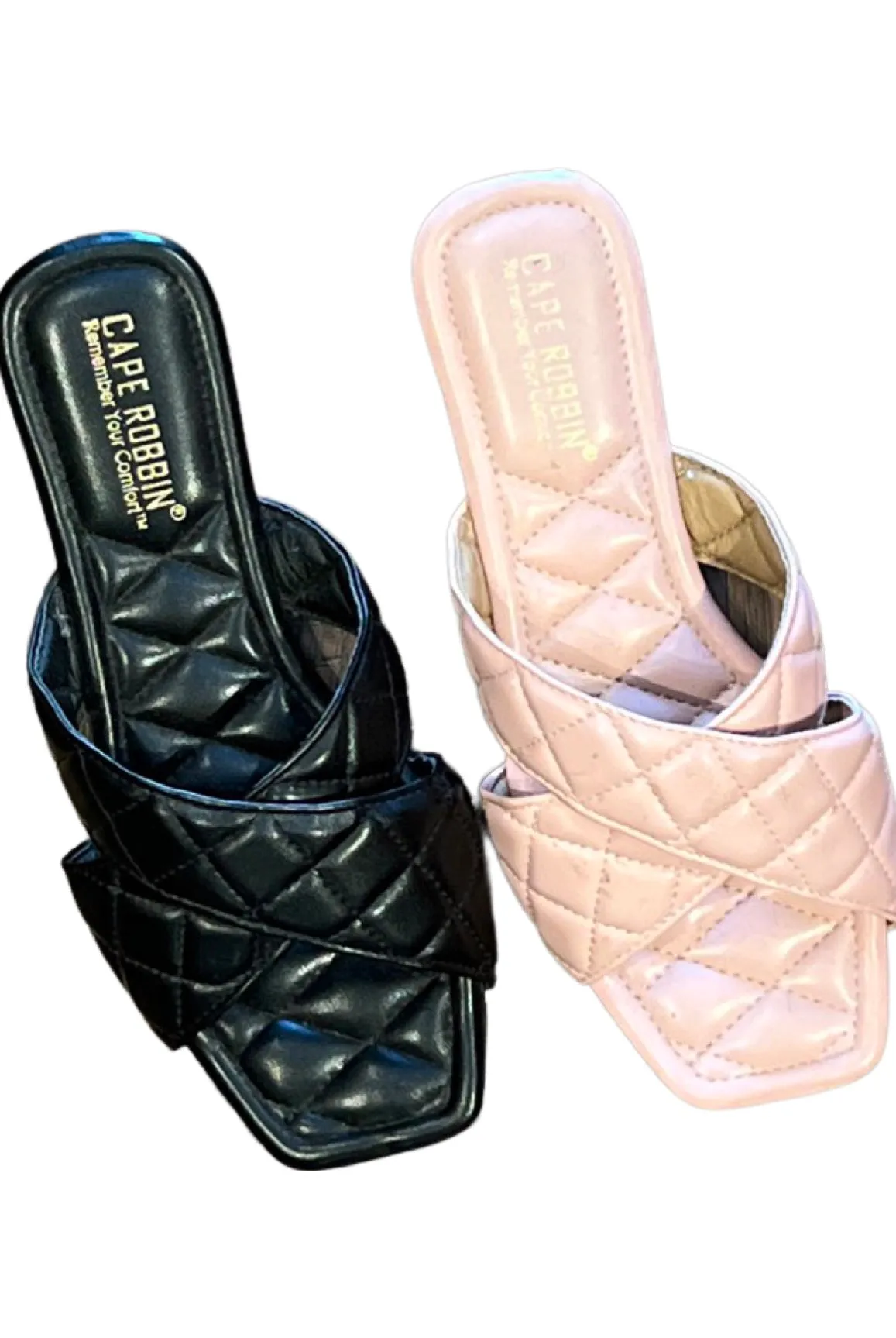 Alanis....Criss Cross Quilted Band Sandal Slides
