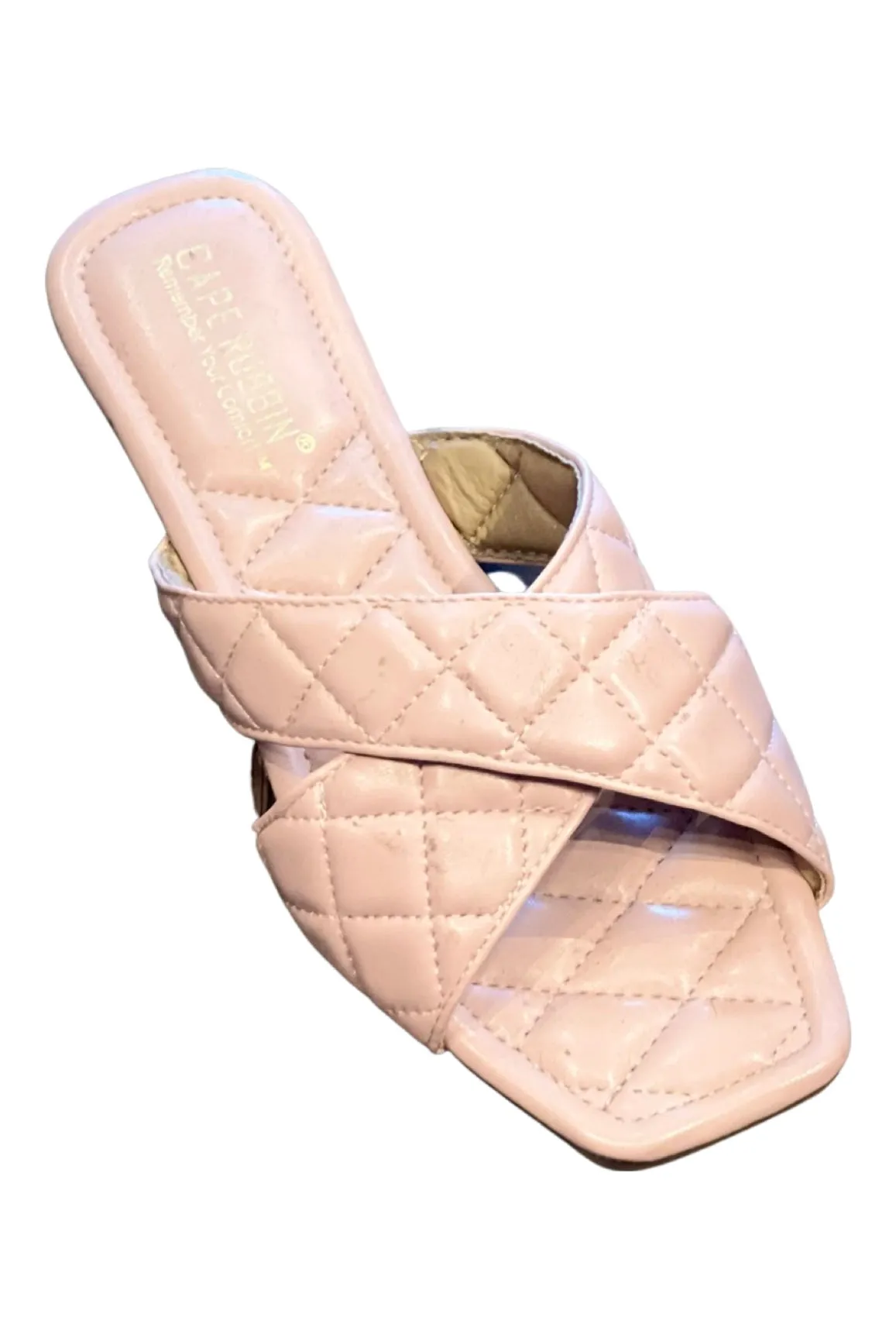 Alanis....Criss Cross Quilted Band Sandal Slides