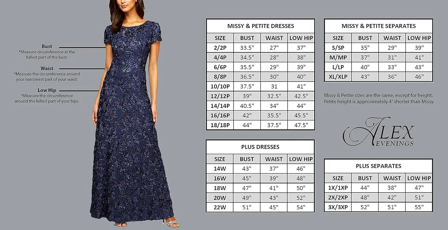 Alex Evenings Women's Cap Sleeve Long Mock Dress