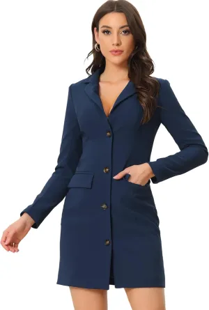 Allegra K Women's Blazer Dress Notched Lapel Collar Teacher Office Work Jackets Outfits