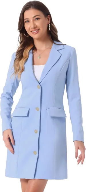 Allegra K Women's Blazer Dress Notched Lapel Collar Teacher Office Work Jackets Outfits