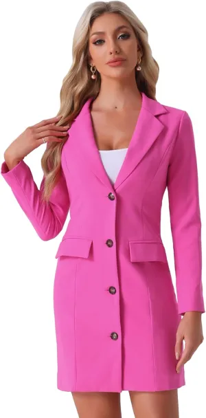Allegra K Women's Blazer Dress Notched Lapel Collar Teacher Office Work Jackets Outfits