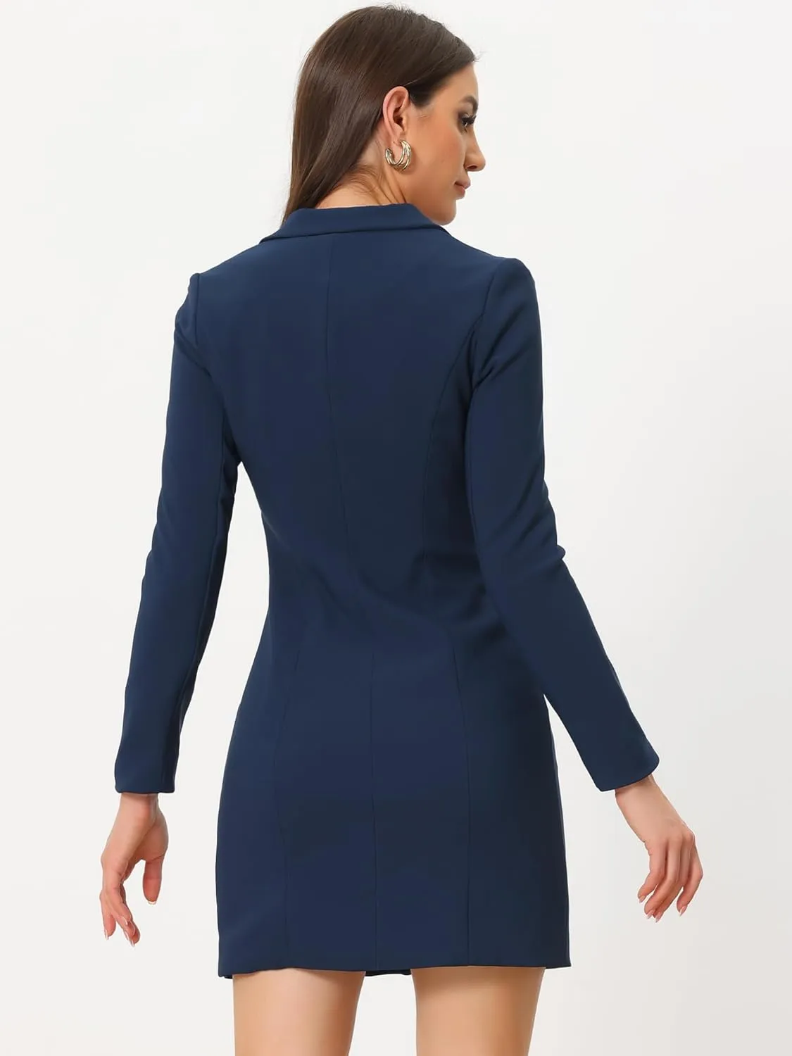 Allegra K Women's Blazer Dress Notched Lapel Collar Teacher Office Work Jackets Outfits