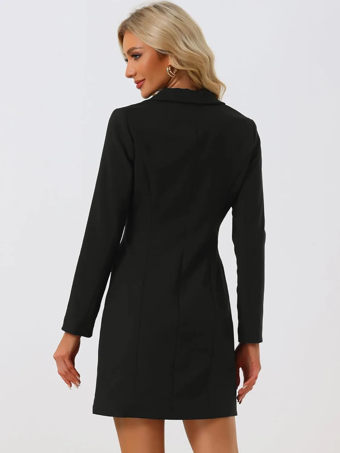 Allegra K Women's Blazer Dress Notched Lapel Collar Teacher Office Work Jackets Outfits