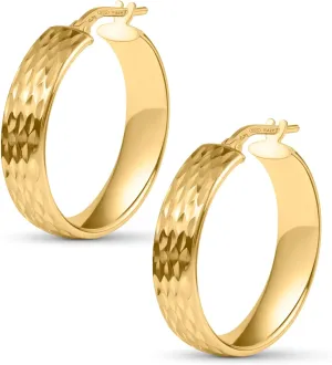 Amberta Women Handmade 925 Sterling Silver Chunky Hoop Earrings