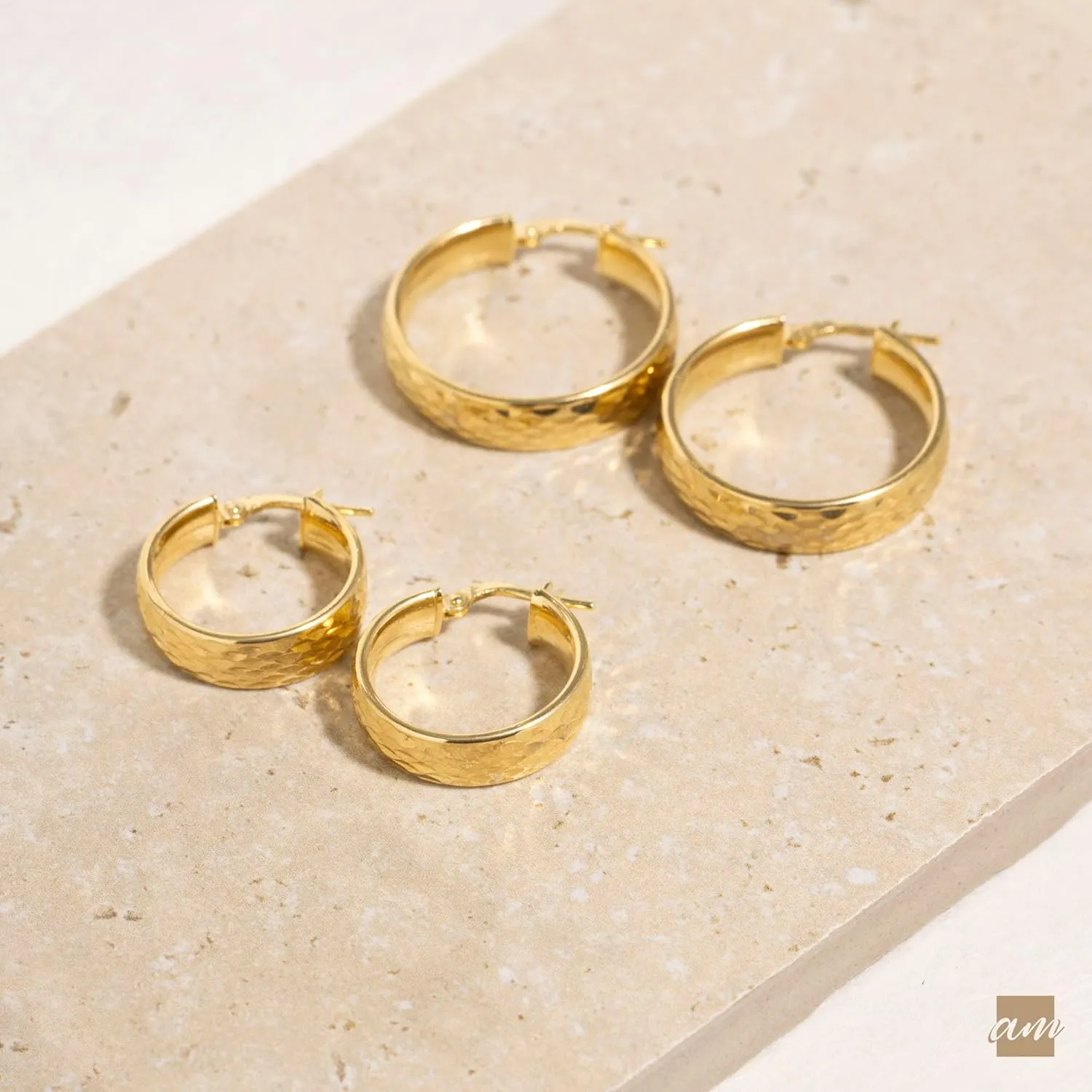 Amberta Women Handmade 925 Sterling Silver Chunky Hoop Earrings