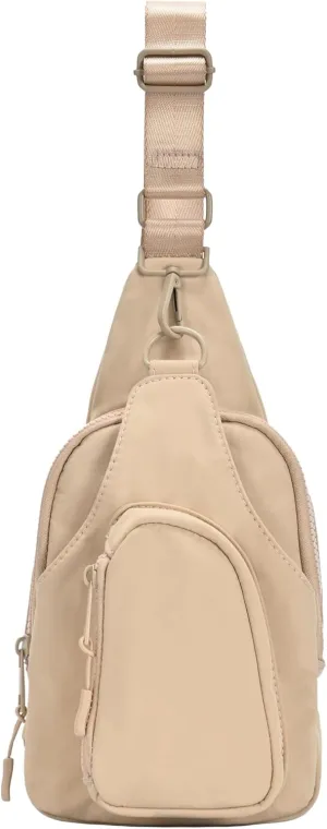 Antik Kraft Tasha Nylon Crossbody Sling (Beige) | Crossbody Bag for Women with 16-20" Strap | Nylon Sling Bag for Women | 7in x 2.5in x 12.5in |