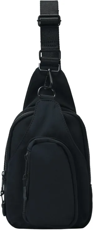 Antik Kraft Tasha Nylon Crossbody Sling (Black) | Crossbody Bag for Women with 16-20" Strap | Nylon Sling Bag for Women | 7in x 2.5in x 12.5in |