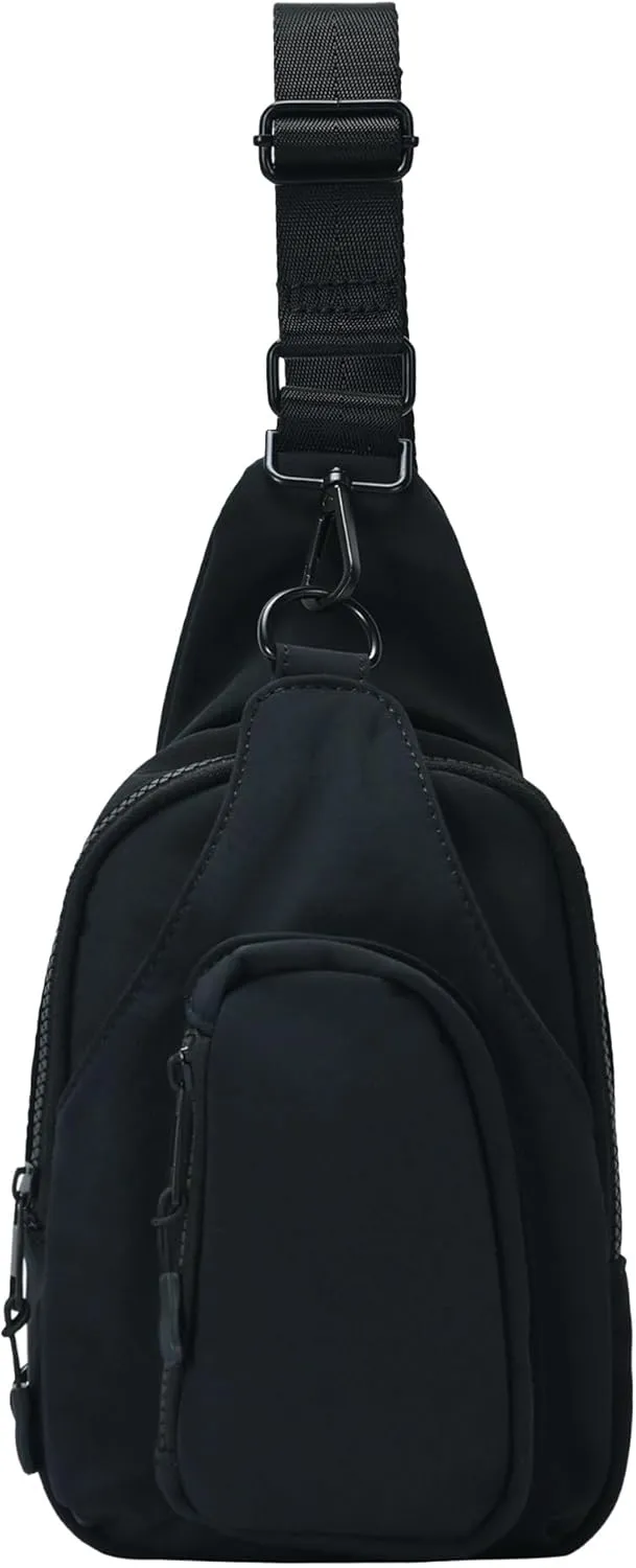 Antik Kraft Tasha Nylon Crossbody Sling (Black) | Crossbody Bag for Women with 16-20" Strap | Nylon Sling Bag for Women | 7in x 2.5in x 12.5in |