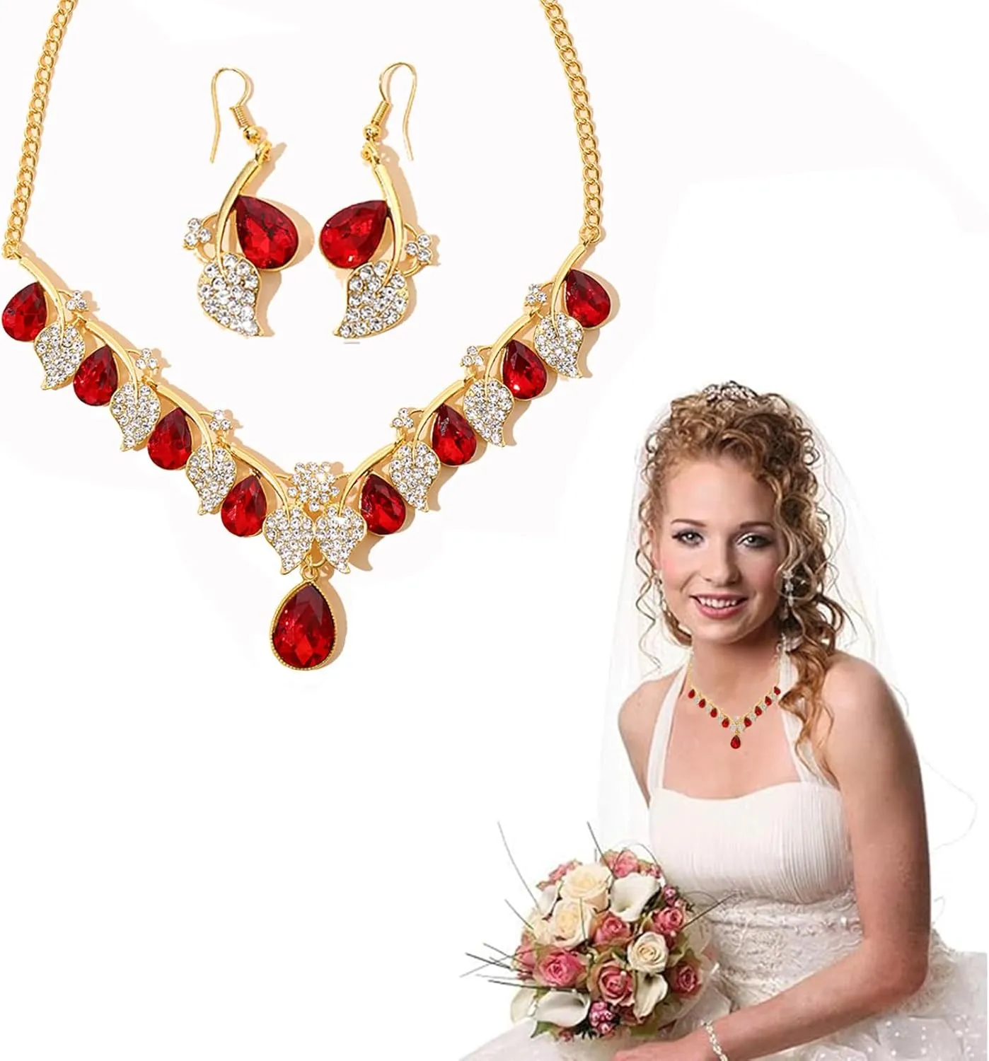 ANUFER Women's 3 Pieces Teardrop Jewelry and Clutch Purse Set for Wedding Prom Evening Party