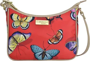 Anuschka East/West Hobo-Wanderlust Collection-Nylon Fabric with Leather Trim and Artwork Print