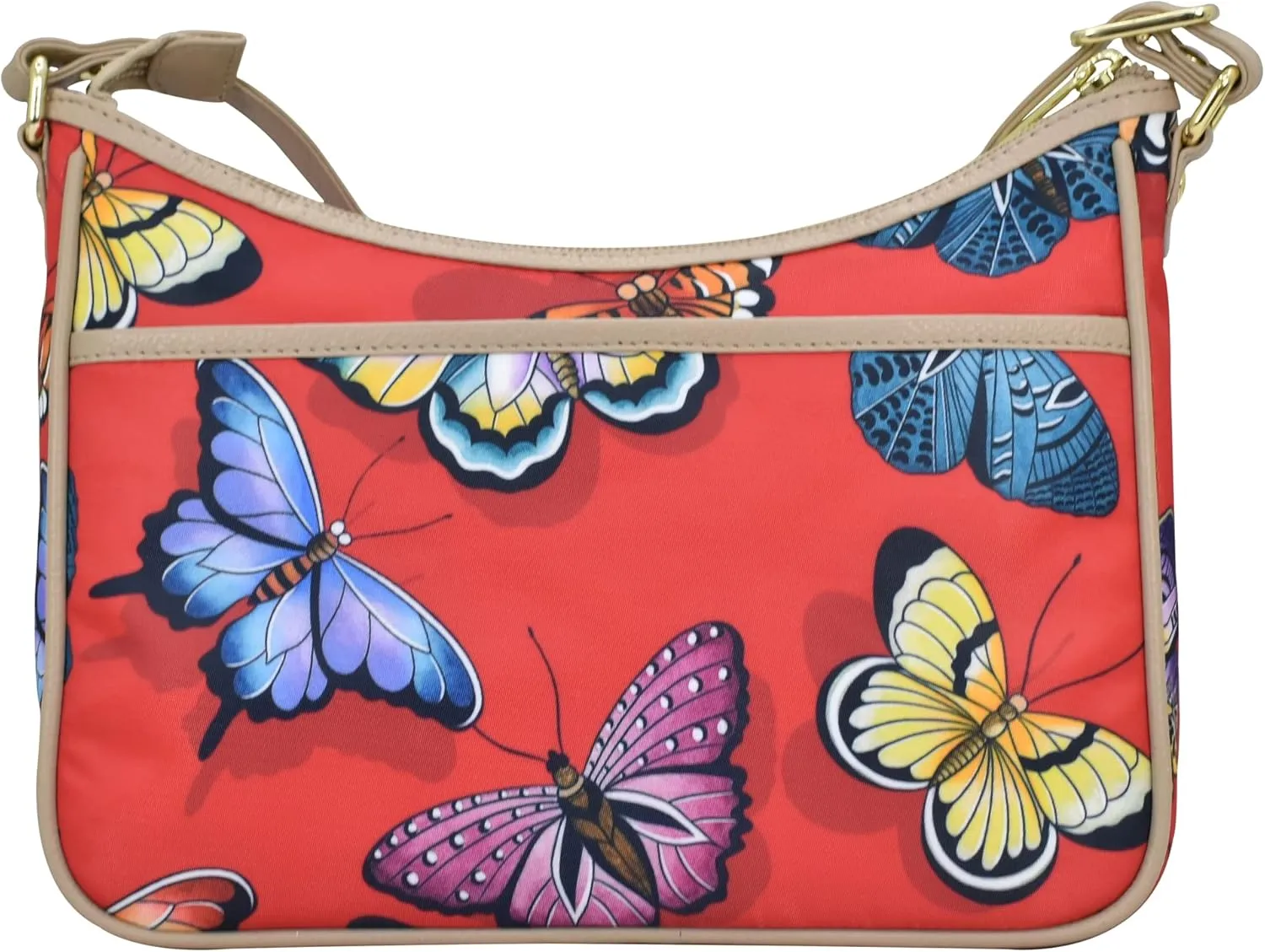 Anuschka East/West Hobo-Wanderlust Collection-Nylon Fabric with Leather Trim and Artwork Print