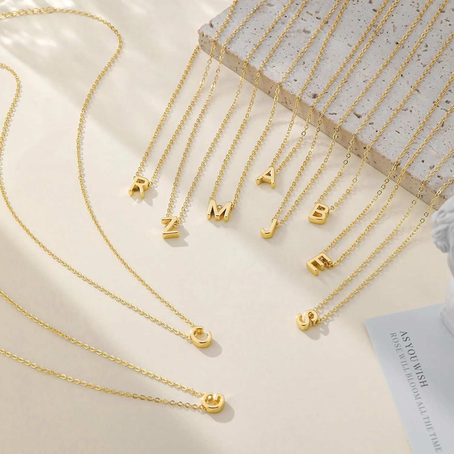 ASCOMY Initial Necklaces for Women 14K Gold Plated Layered Initial Necklaces Satellite Choker Initial Pendant Necklaces Cute Letter A-Z Charm Name Necklaces Trendy Personalized Jewelry Gift for Women