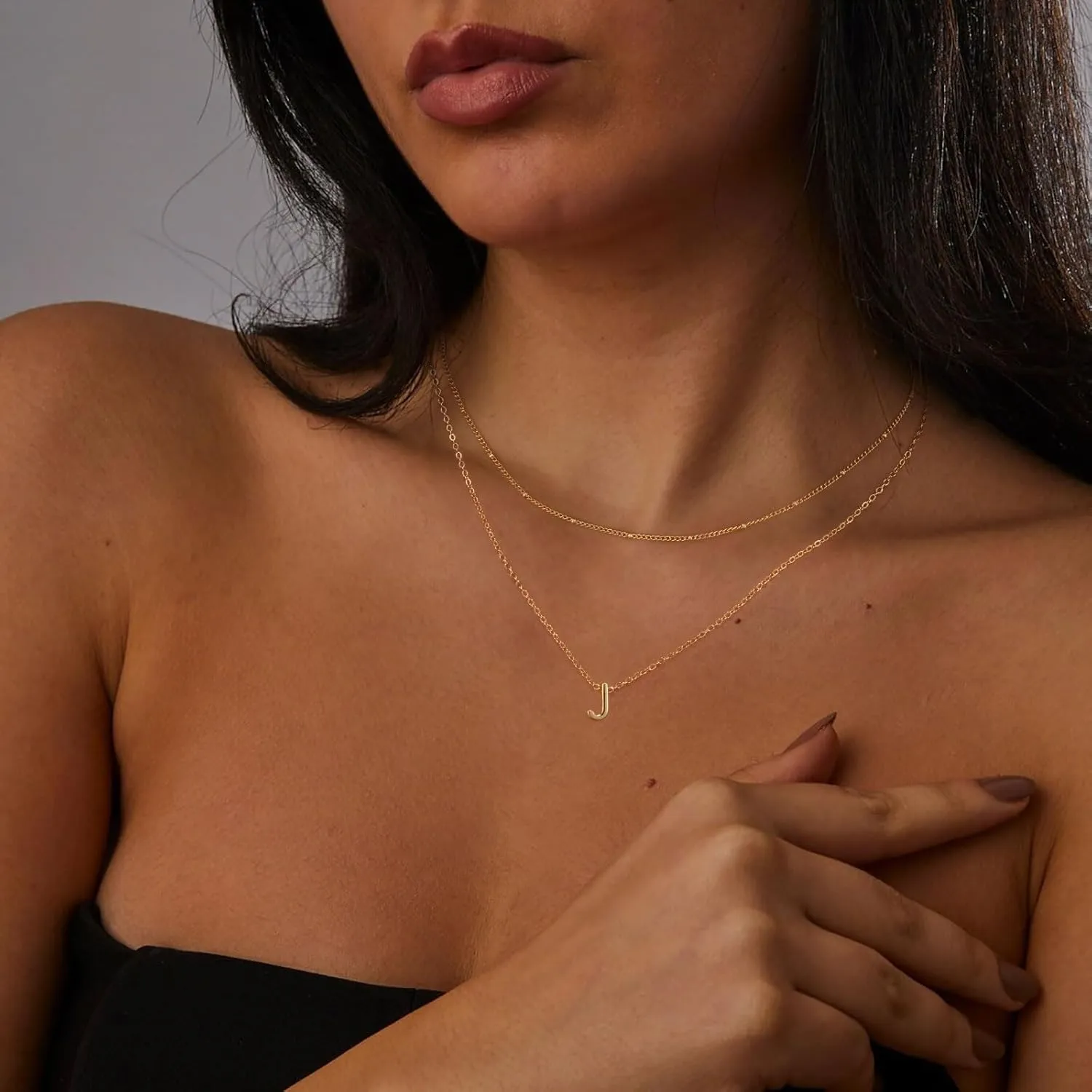 ASCOMY Initial Necklaces for Women 14K Gold Plated Layered Initial Necklaces Satellite Choker Initial Pendant Necklaces Cute Letter A-Z Charm Name Necklaces Trendy Personalized Jewelry Gift for Women