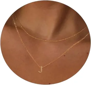 ASCOMY Initial Necklaces for Women 14K Gold Plated Layered Initial Necklaces Satellite Choker Initial Pendant Necklaces Cute Letter A-Z Charm Name Necklaces Trendy Personalized Jewelry Gift for Women