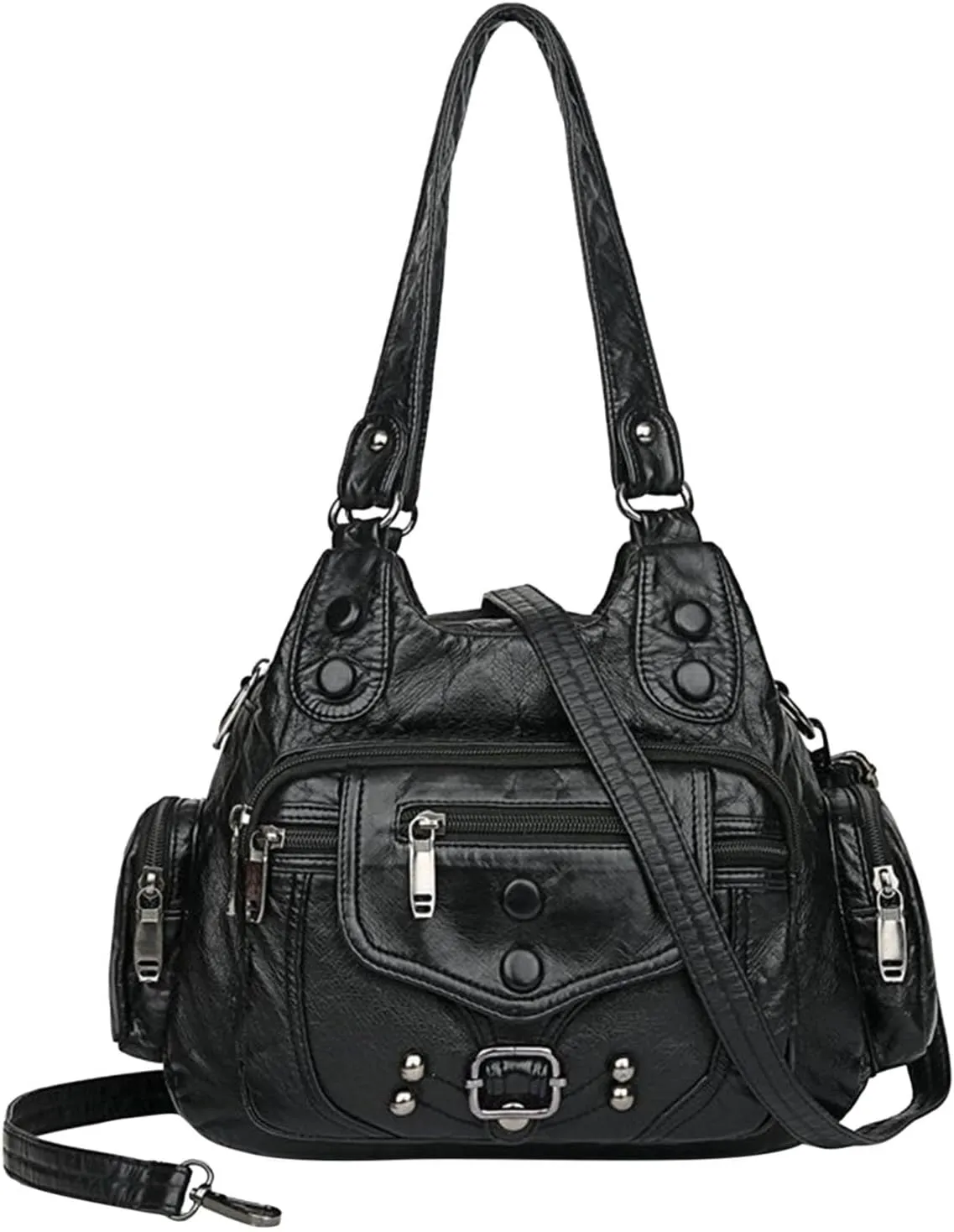 Athletic Crossbody Bags for Women Retro Studded Crossbody Bags Small Shoulder Purses Lightweight Carry on Bag(Black)