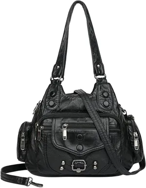 Athletic Crossbody Bags for Women Retro Studded Crossbody Bags Small Shoulder Purses Lightweight Carry on Bag(Black)